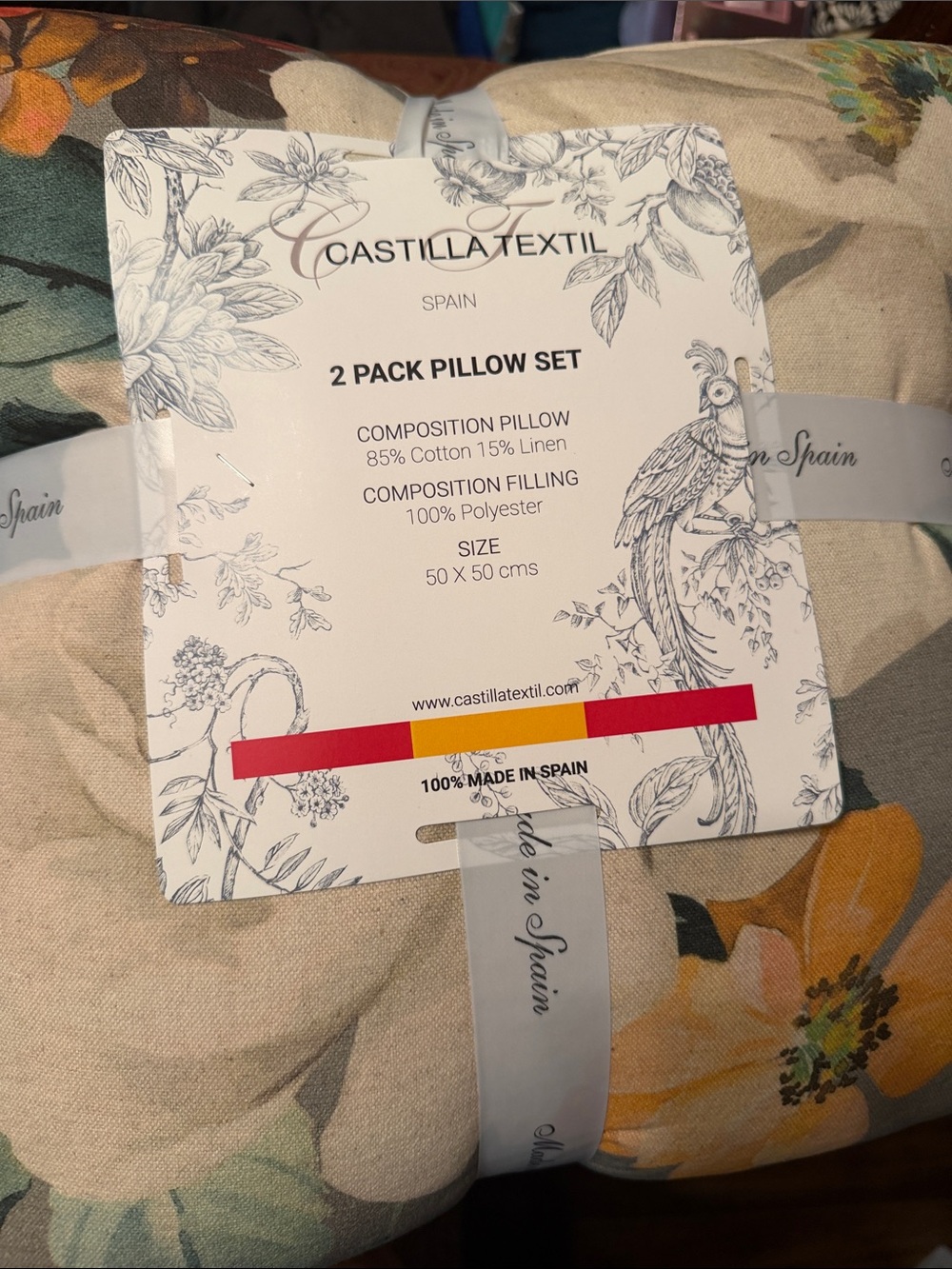 Castilla Textil Floral Accent Pillow Set - Yellow & Green - 2 Pack